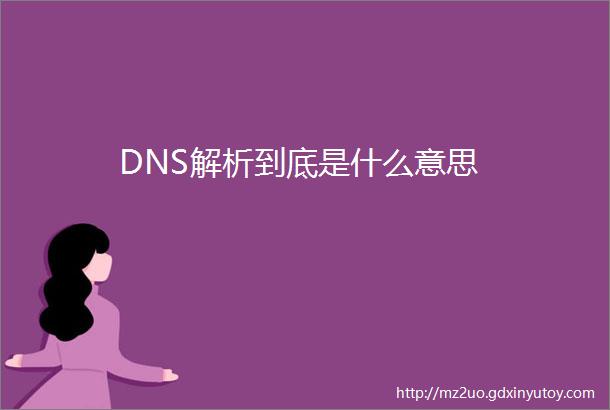 DNS解析到底是什么意思